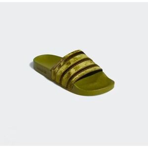 Adidas Adilette VELVET Slides‎ Women's Orbit Green Sandals LUXE Slip On Size 10